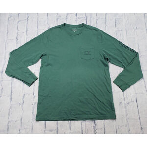 Vineyard Vines YOUTH XL Green Long Sleeve T shirt Back Logo Whale Pocket